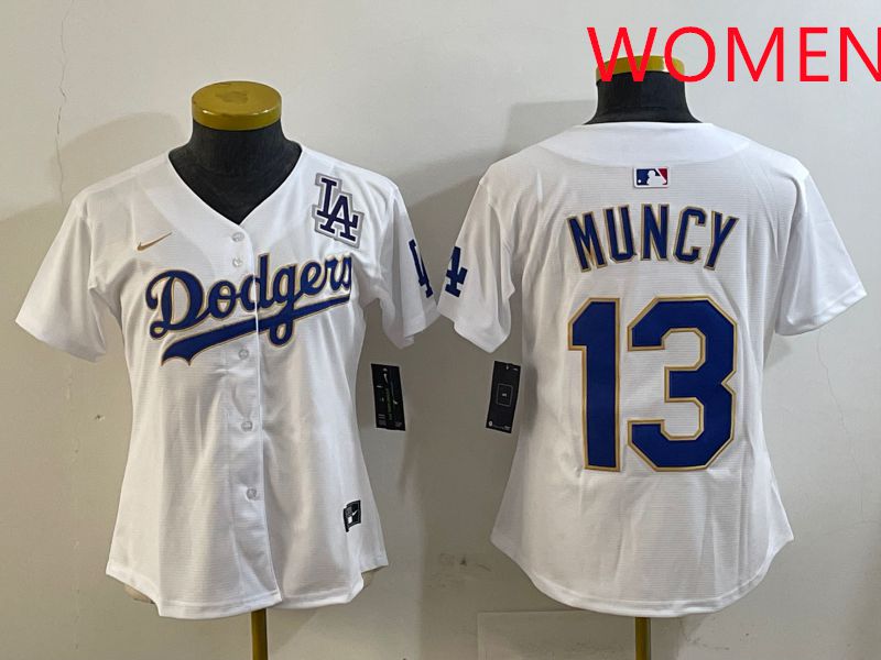Women Los Angeles Dodgers #13 Muncy White Gold Game 2025 Nike MLB Jersey style 4